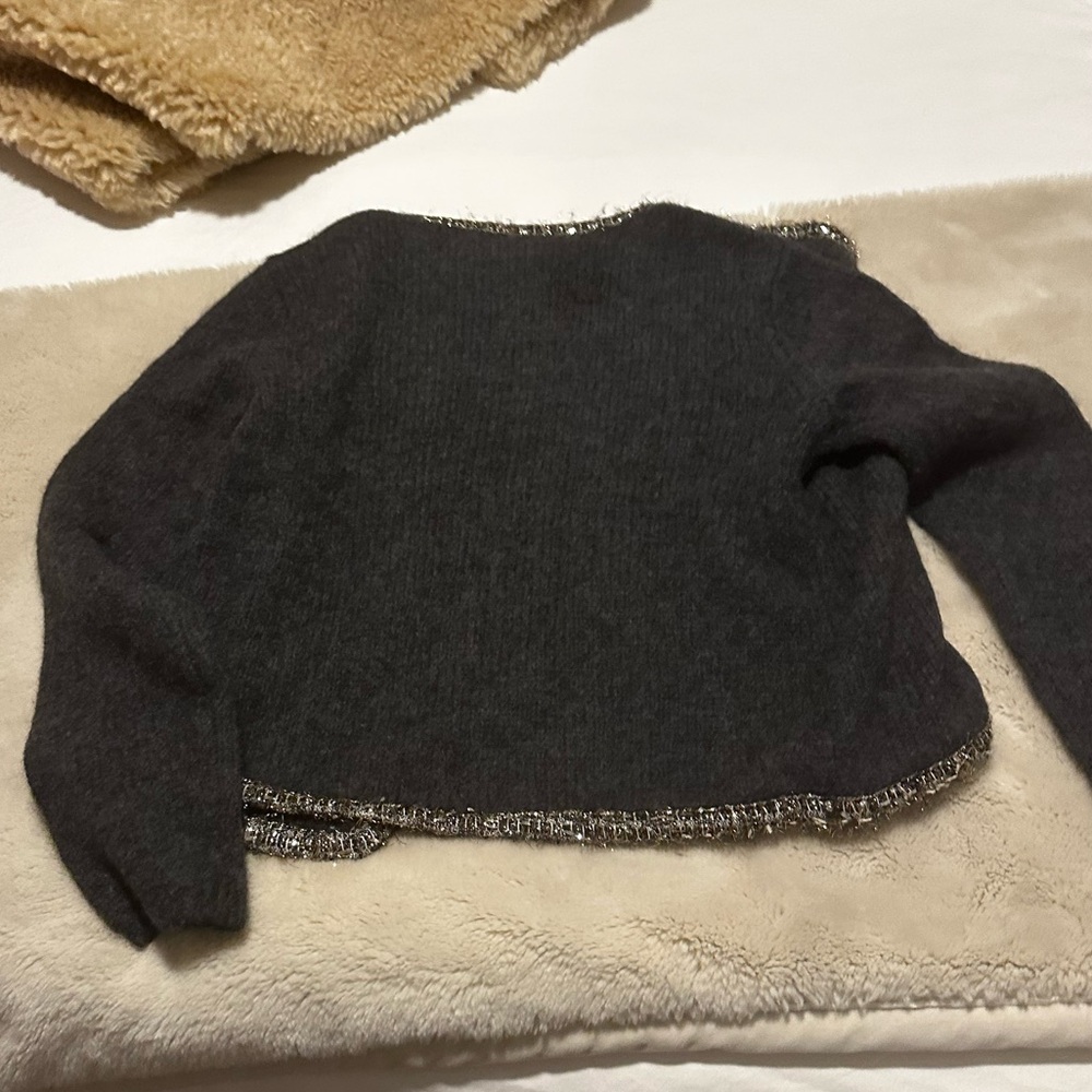 Rag & Bone Davies Metallic-Trim Crewneck Festive Knit Cardigan - Picture 7 of 10